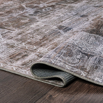 Alanya Ornate Medallion Washable Area Rug